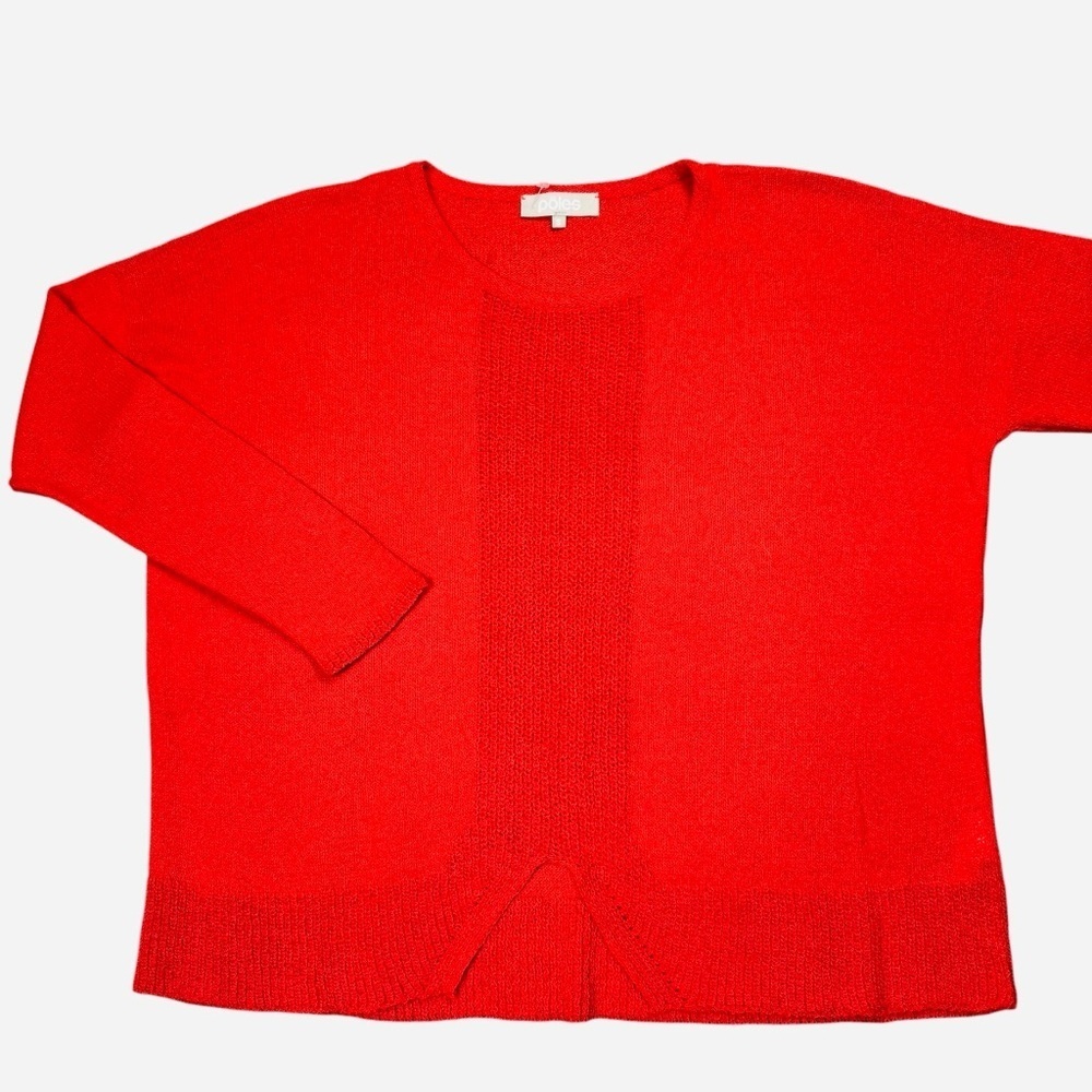 Pôles Paris Red Viscose Long Sleeve Knit Sweater Made In France Size S - Picture 3 of 7